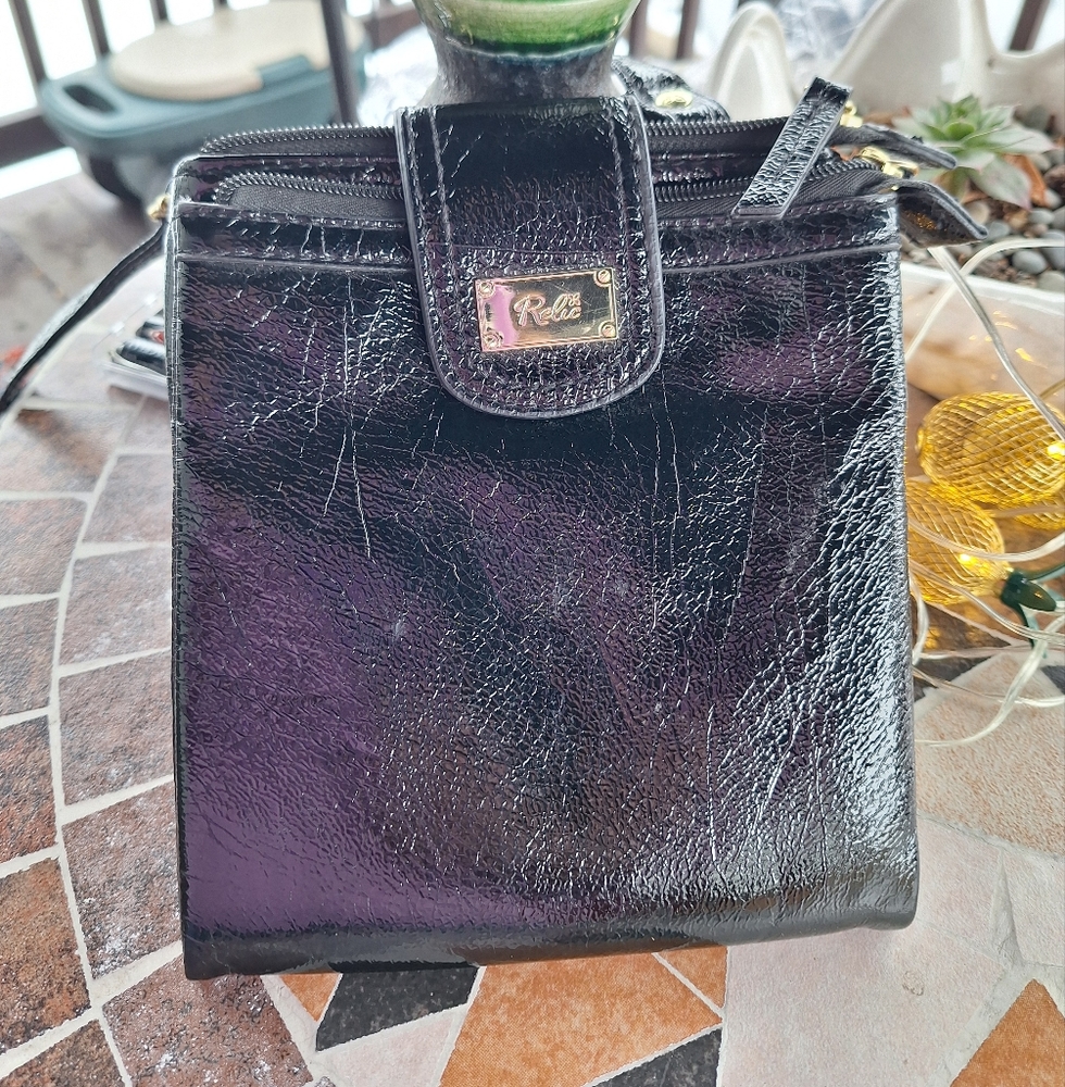 Relic Brand Black Faux Vegan Leather Cross Body Messenger Handbag